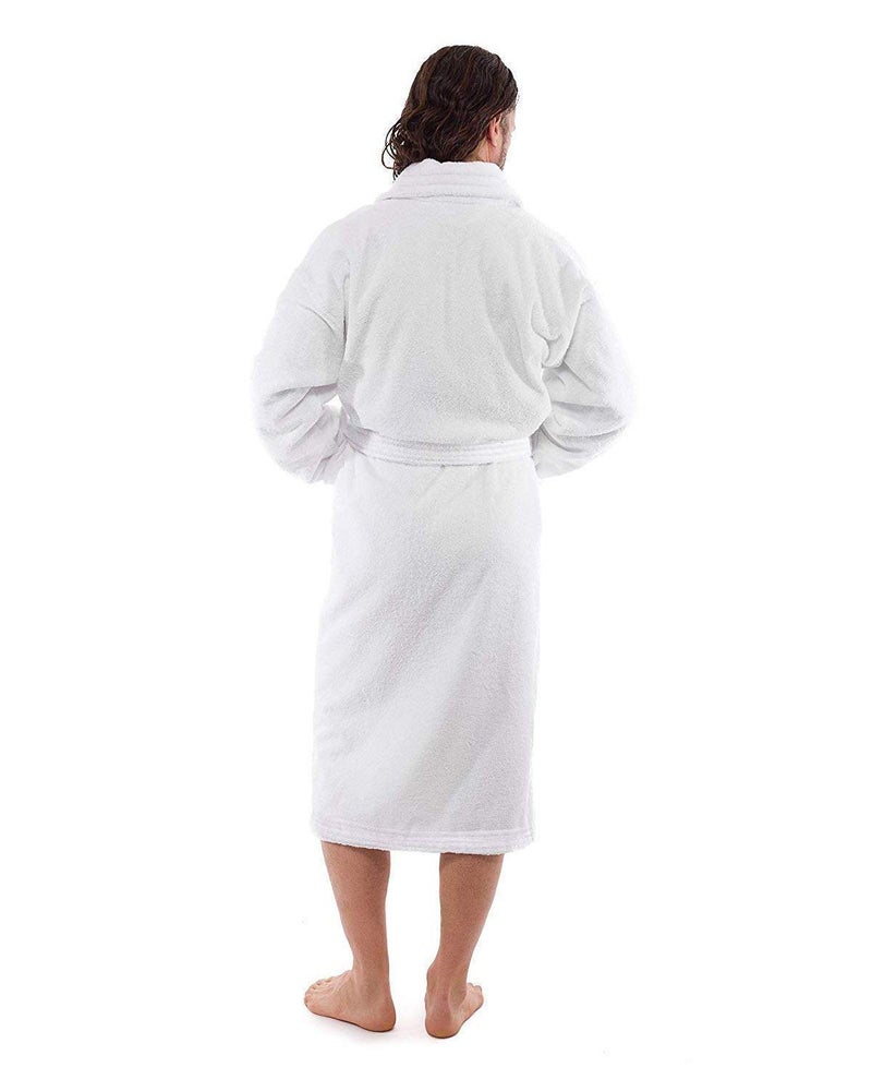Marquess All-Cotton Bathrobe Thick Plush Cloth Housecoat Terry Toweling, Sweat Steaming Clothes Comfortable & Warm (White) - Image 4